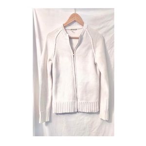 Vintage J.Crew Zip Up White Cotton Sweater Jacket
